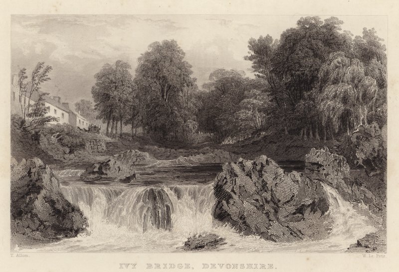 Ivy Bridge, Devonshire (grawerowanie) autorstwa Thomas (after) Allom