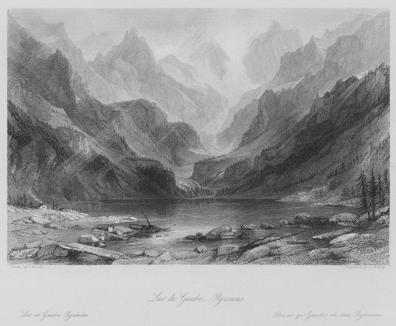 Lac de Gaube, Pireneje (grawerowanie) autorstwa Thomas (after) Allom