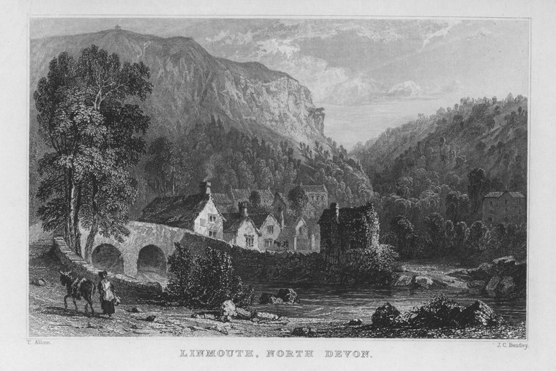 Lynmouth, North Devon (grawerowanie) autorstwa Thomas (after) Allom