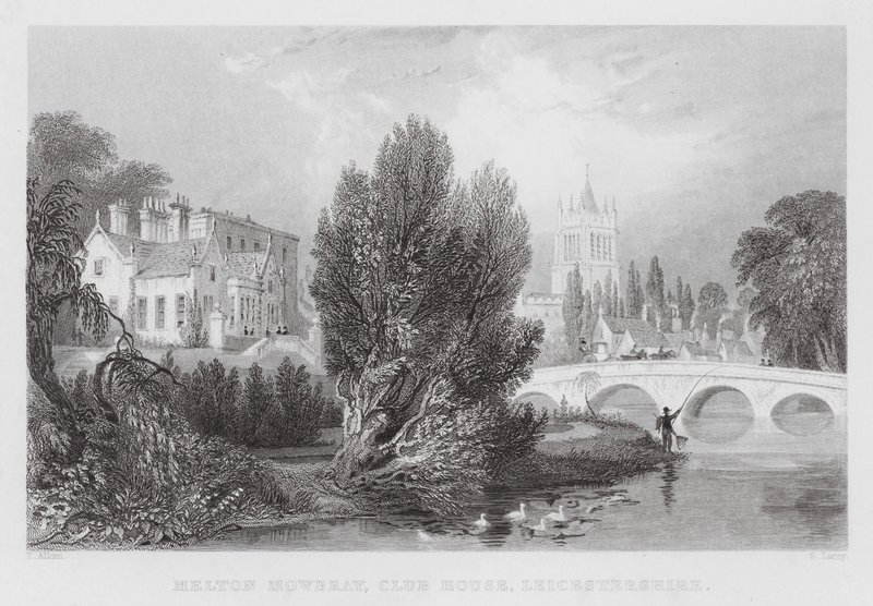 Melton Mowbray, Club House, Leicestershire (grawerowanie) autorstwa Thomas (after) Allom
