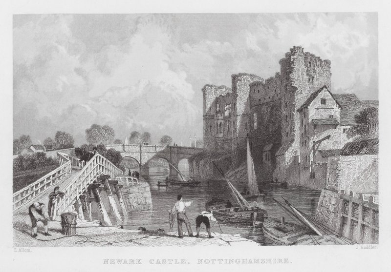 Zamek Newark, Nottinghamshire (grawerowanie) autorstwa Thomas (after) Allom