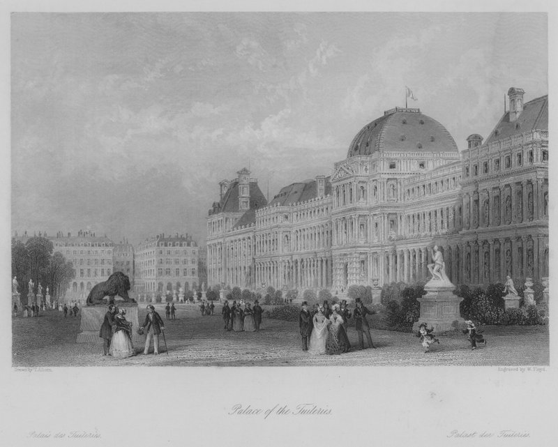 Pałac Tuileries (rycina) autorstwa Thomas (after) Allom