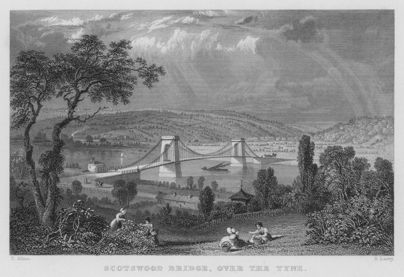 Scotswood Bridge, nad Tyne (rycina) autorstwa Thomas (after) Allom