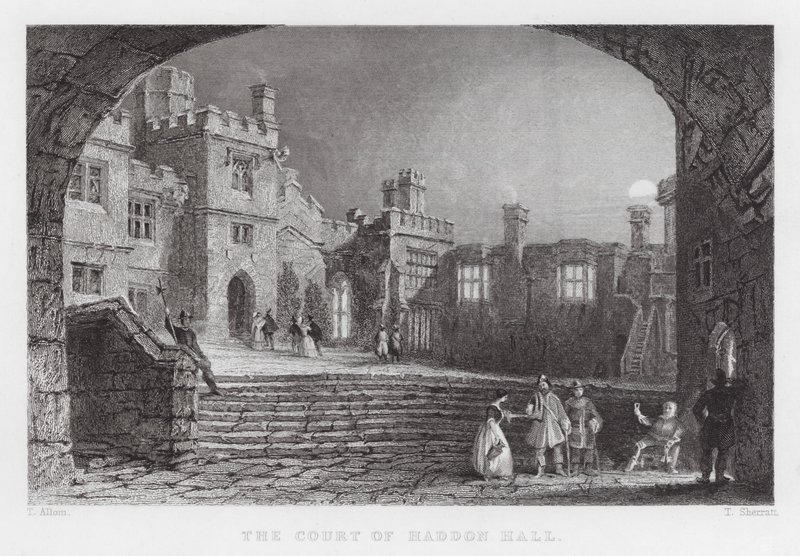 Court of Haddon Hall (rycina) autorstwa Thomas (after) Allom