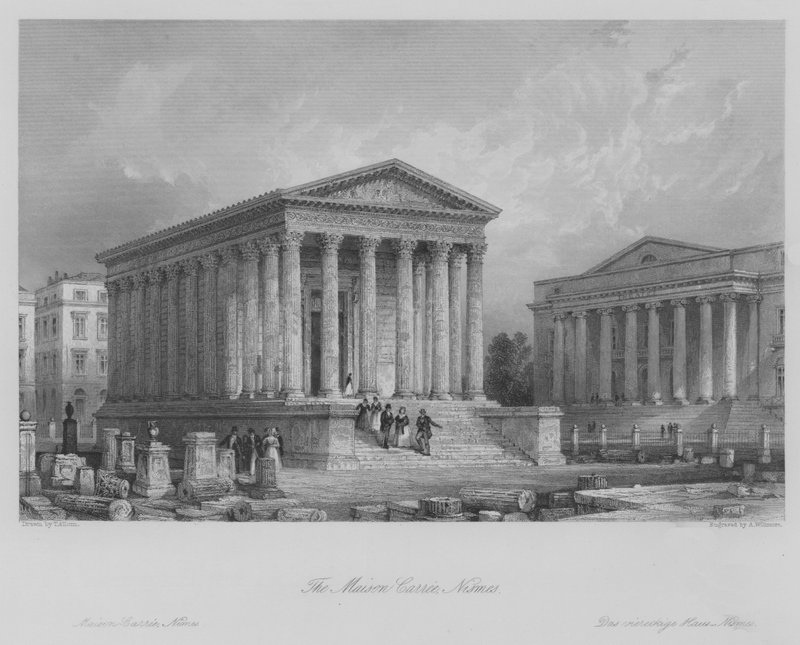 Maison Carree, Nismes (grawerowanie) autorstwa Thomas (after) Allom