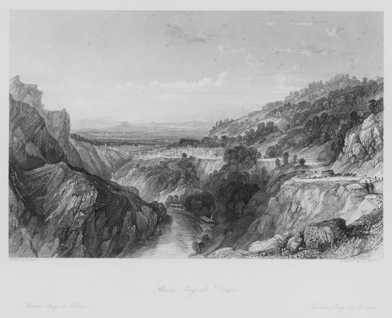 Thiers, Puy de Dome (grawerowanie) autorstwa Thomas (after) Allom