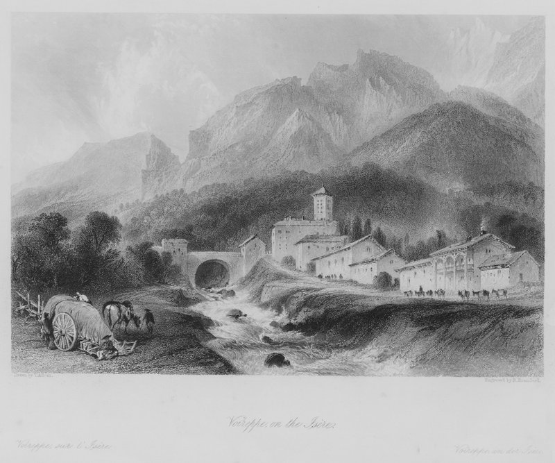 Voireppe, nad Isere (grafika) autorstwa Thomas (after) Allom