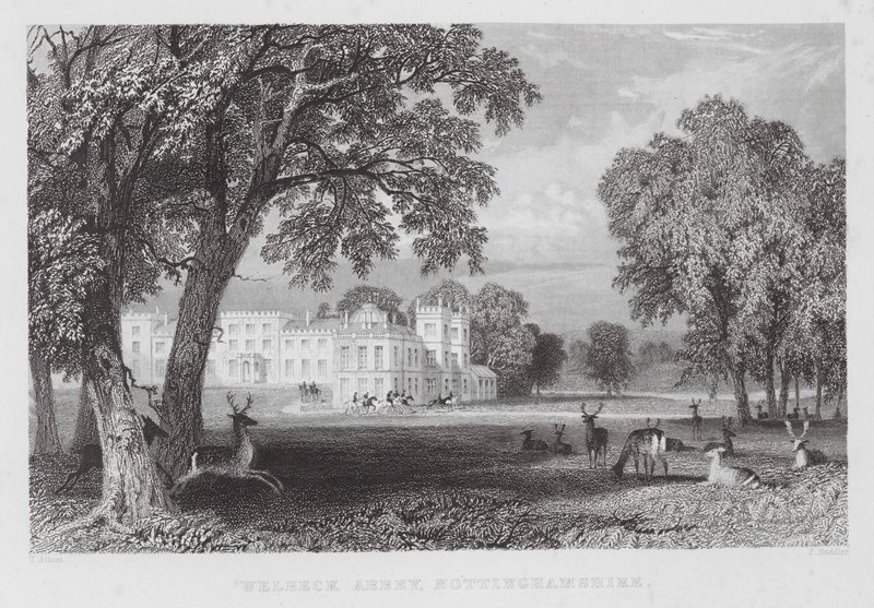 Opactwo Welbeck, Nottinghamshire (grawerowanie) autorstwa Thomas (after) Allom