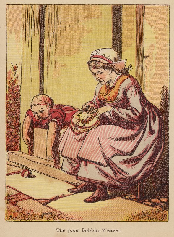 Biedna tkaczka (kolorowy grawerunek) autorstwa Thomas Dalziel