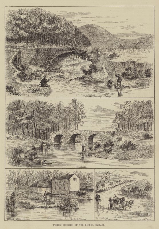 Szkice wędkarskie na rzece Dodder, Irlandia autorstwa Thomas Harrington Wilson
