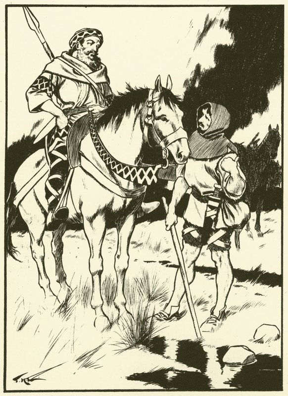 Karol Wielki i palnik na węgiel drzewny (rycina) autorstwa Thomas Heath Robinson