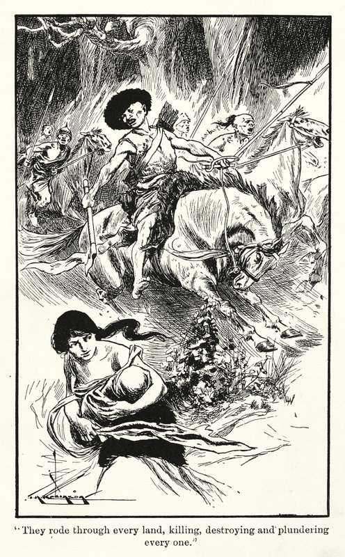 Hunowie (litografia) autorstwa Thomas Heath Robinson