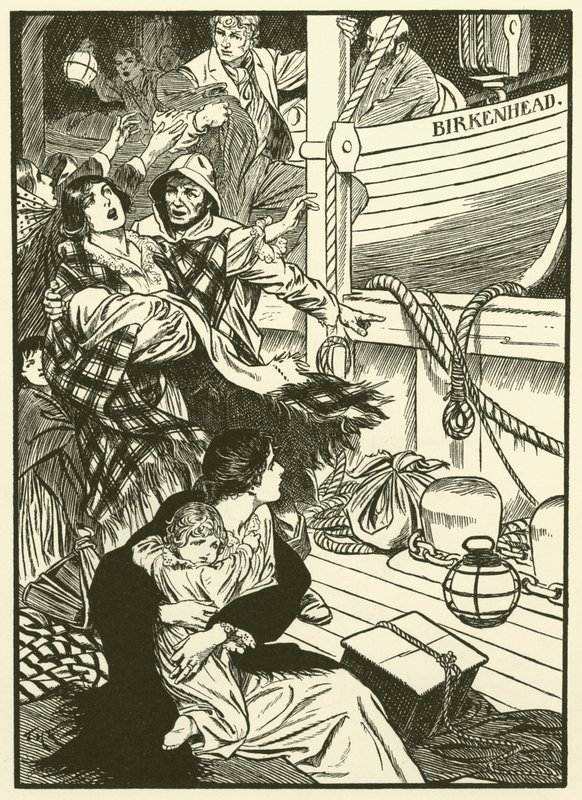 Ratowanie kobiet i dzieci (grawerunek) autorstwa Thomas Heath Robinson
