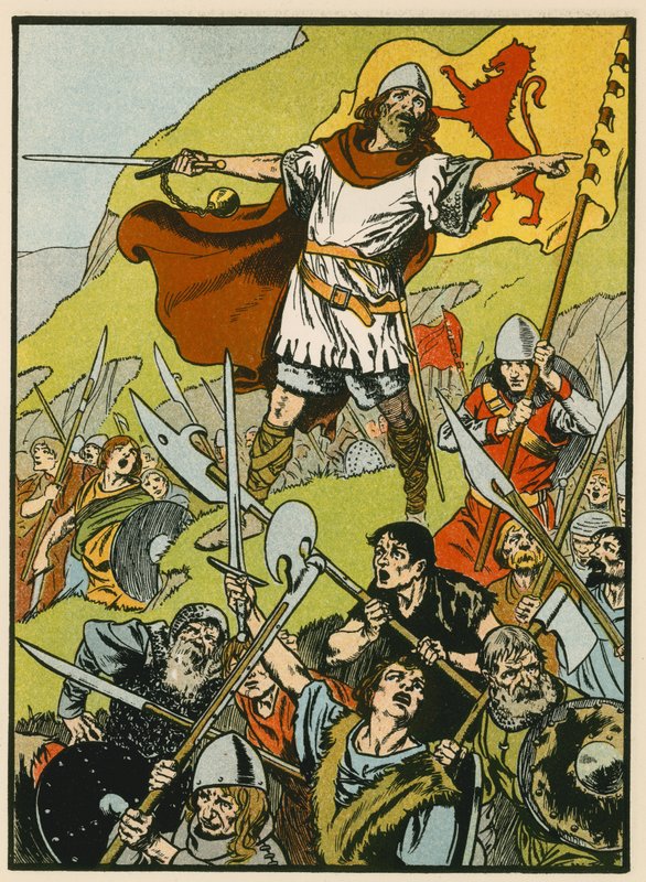 Wallace kierujący swoimi żołnierzami (kolorowa litografia) autorstwa Thomas Heath Robinson