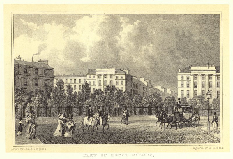 Część Cyrku Królewskiego (grafika) autorstwa Thomas Hosmer (after) Shepherd