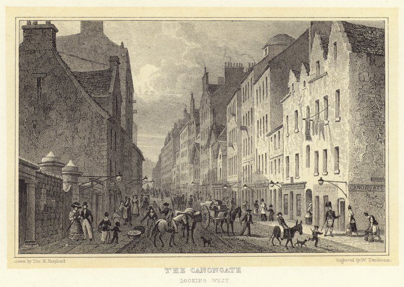 Canongate, patrząc na zachód (rycina) autorstwa Thomas Hosmer (after) Shepherd