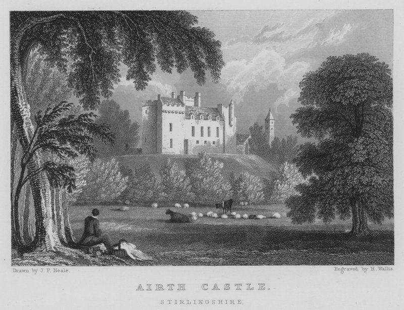 Zamek Airth, Stirlingshire (grafika) autorstwa Thomas Hosmer Shepherd