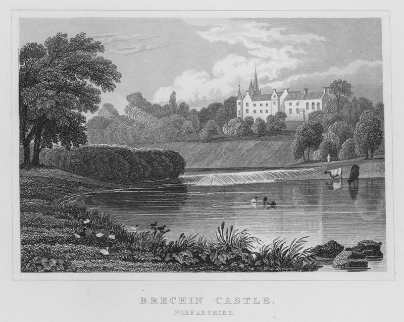 Zamek Brechin, Forfarshire (grawerowanie) autorstwa Thomas Hosmer Shepherd