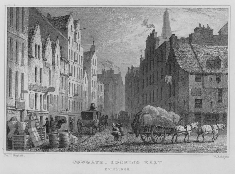 Cowgate, patrząc na wschód, Edynburg (rycina) autorstwa Thomas Hosmer Shepherd