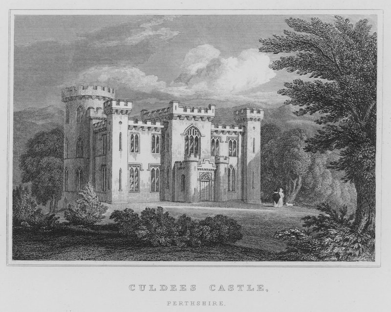 Zamek Culdees, Perthshire (grawerowanie) autorstwa Thomas Hosmer Shepherd