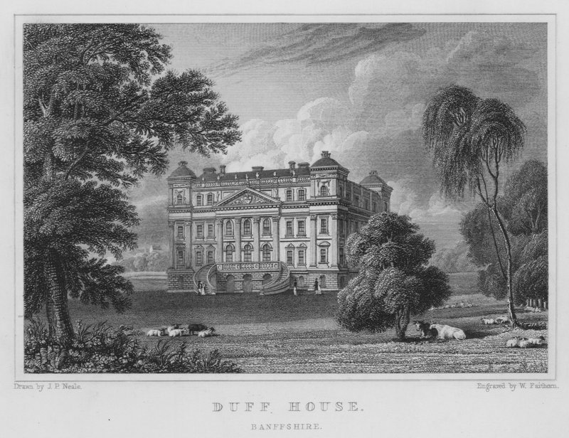 Duff House, Banffshire (grawerowanie) autorstwa Thomas Hosmer Shepherd