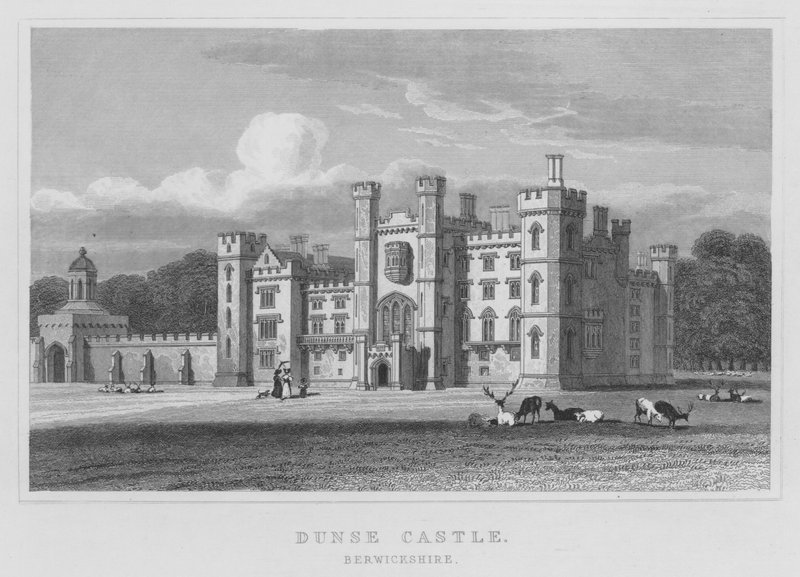 Zamek Dunse, Berwickshire (grawerowanie) autorstwa Thomas Hosmer Shepherd