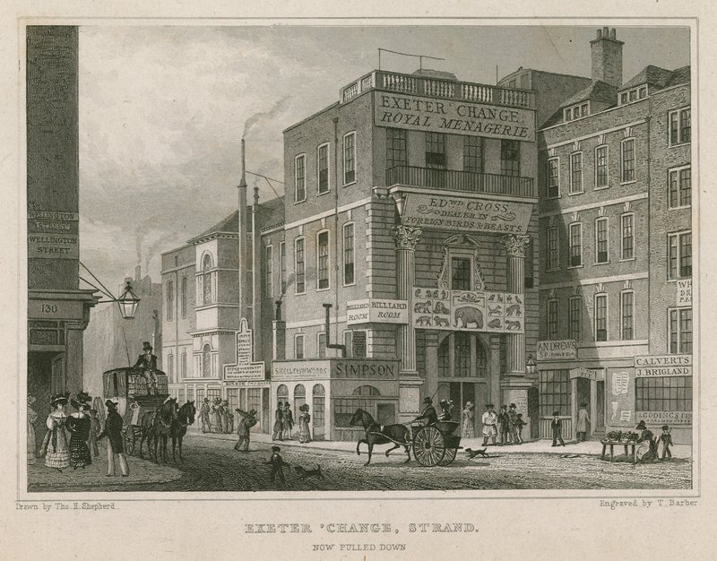 Exeter Change, The Strand, Londyn autorstwa Thomas Hosmer Shepherd
