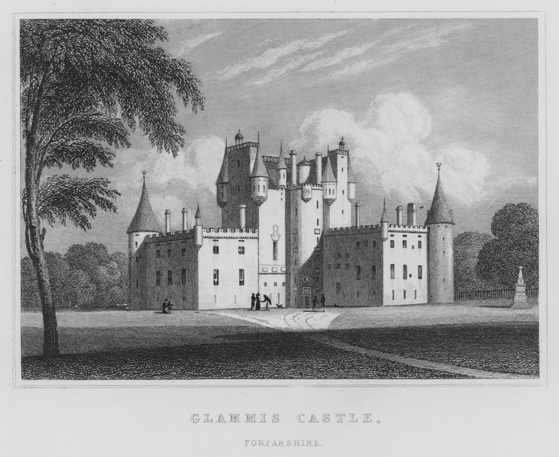 Zamek Glamis, Forfarshire (grafika) autorstwa Thomas Hosmer Shepherd