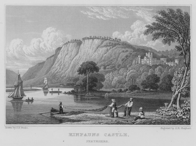 Zamek Kinfauns, Perthshire (grawerowanie) autorstwa Thomas Hosmer Shepherd