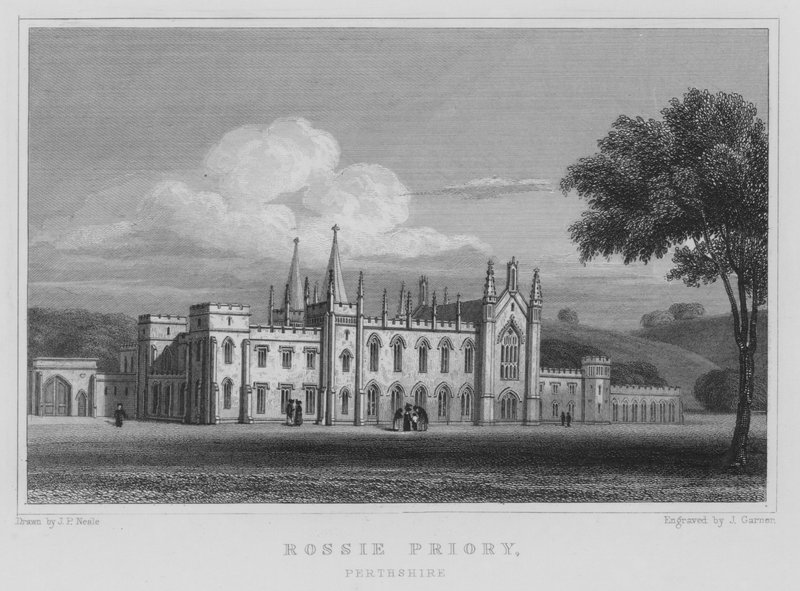 Rossie Priory, Perthshire (grawerowanie) autorstwa Thomas Hosmer Shepherd