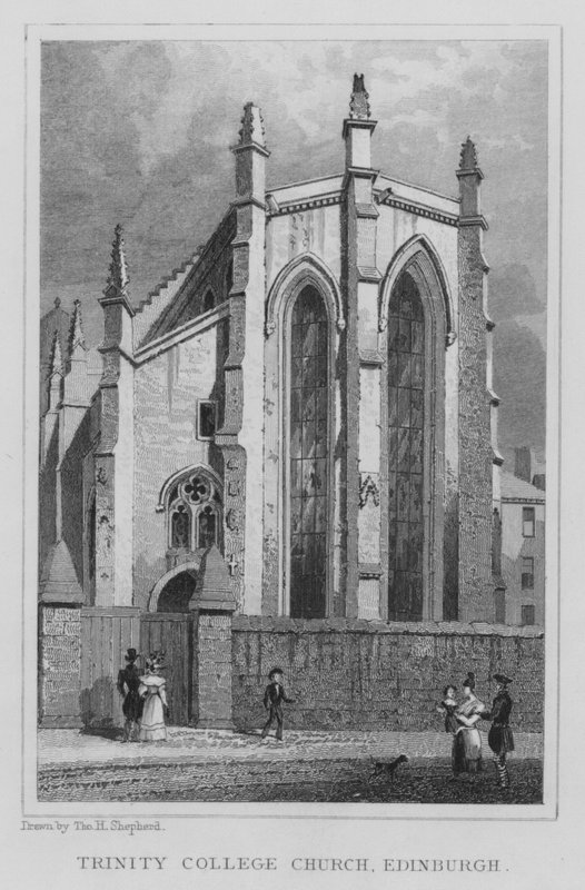 Kościół Trinity College w Edynburgu (grafika) autorstwa Thomas Hosmer Shepherd