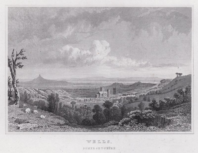 Wells, Somersetshire (grawerowanie) autorstwa Thomas Hosmer Shepherd