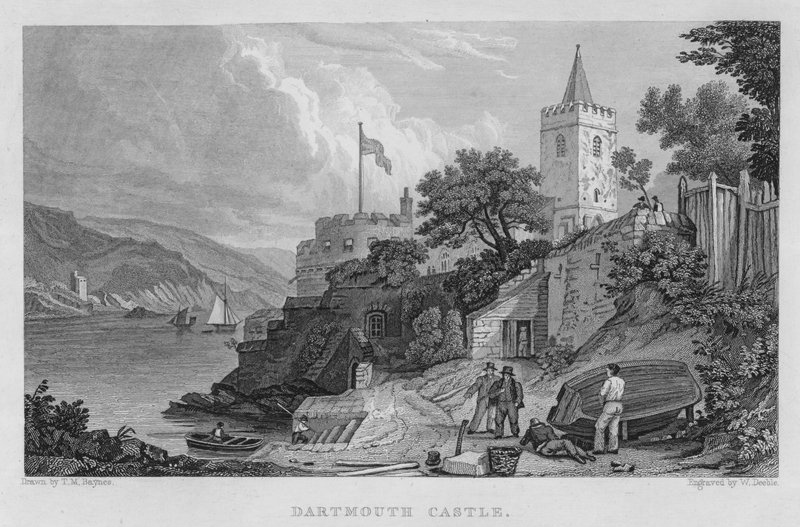 Zamek Dartmouth (grawerowanie) autorstwa Thomas Mann (after) Baynes