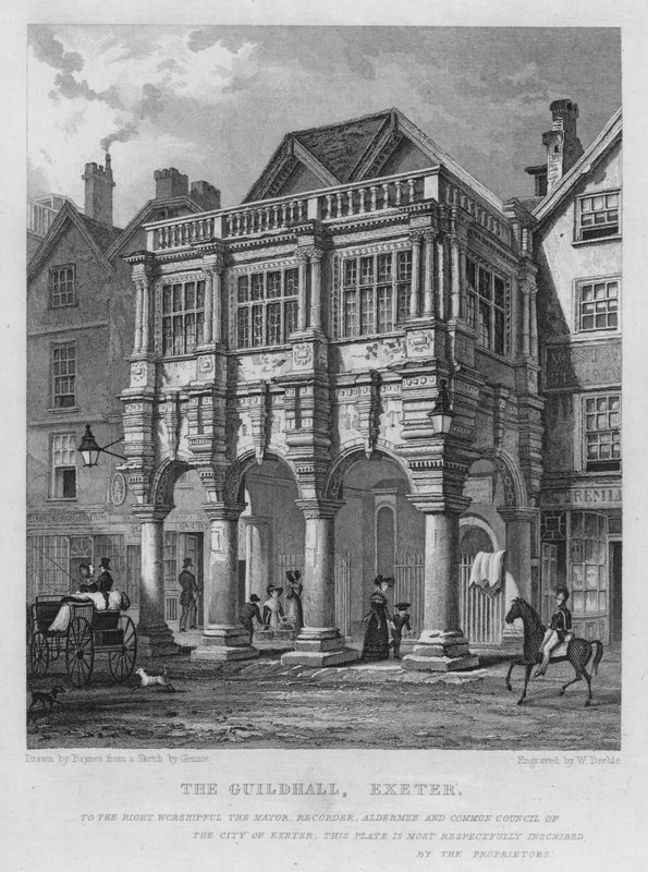 Ratusz, Exeter (grawerowanie) autorstwa Thomas Mann (after) Baynes