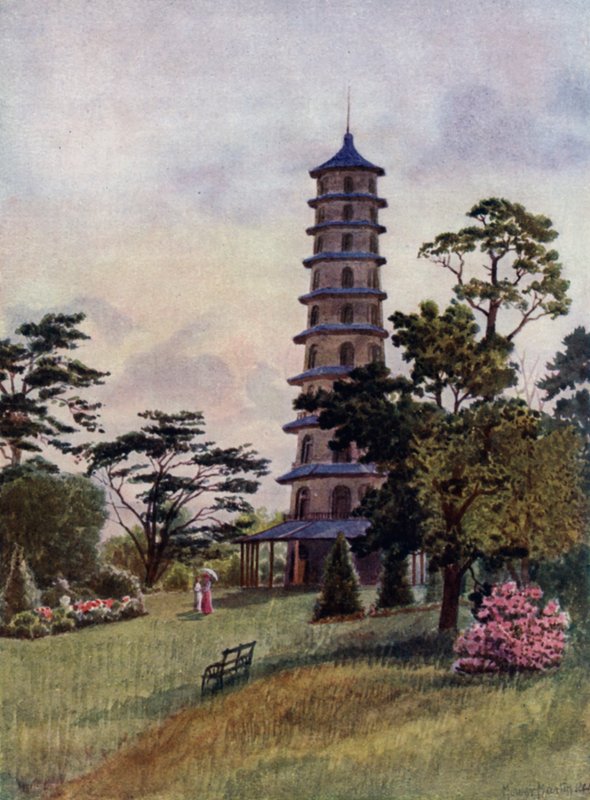 Ogrody Kew: Pagoda (kolor lito) autorstwa Thomas Mower Martin