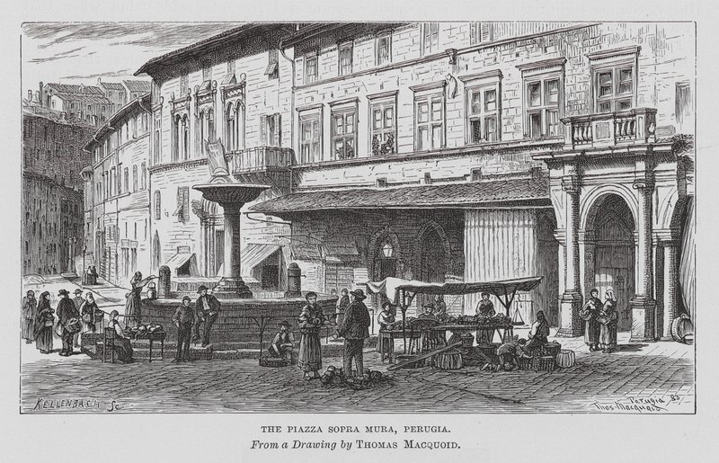 Piazza Sopra Mura, Perugia (rycina) autorstwa Thomas Robert Macquoid