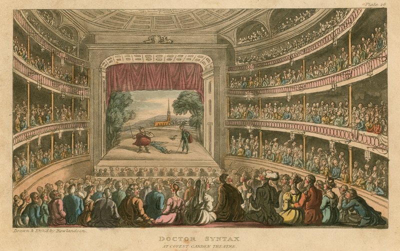 Dr Syntax w Covent Garden Theatre w Londynie autorstwa Thomas Rowlandson