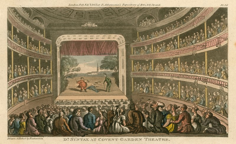Dr Syntax w Covent Garden Theatre w Londynie autorstwa Thomas Rowlandson