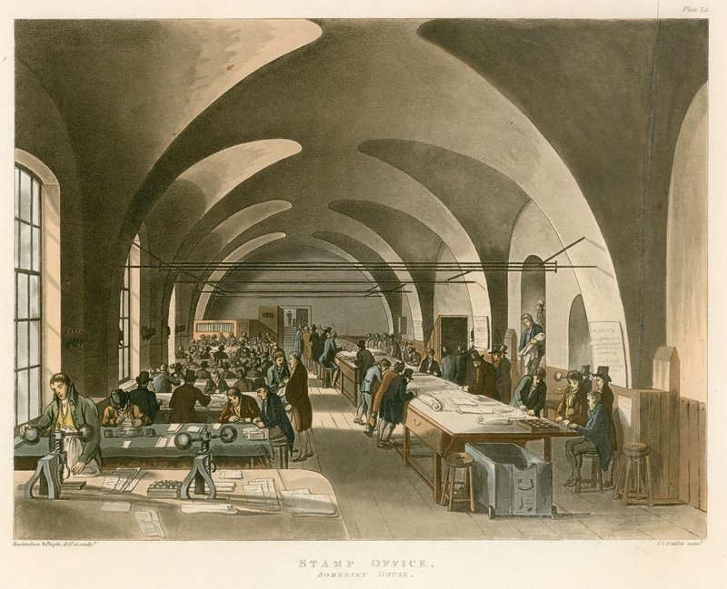 Urząd skarbowy, Somerset House, Strand, Londyn autorstwa Thomas Rowlandson