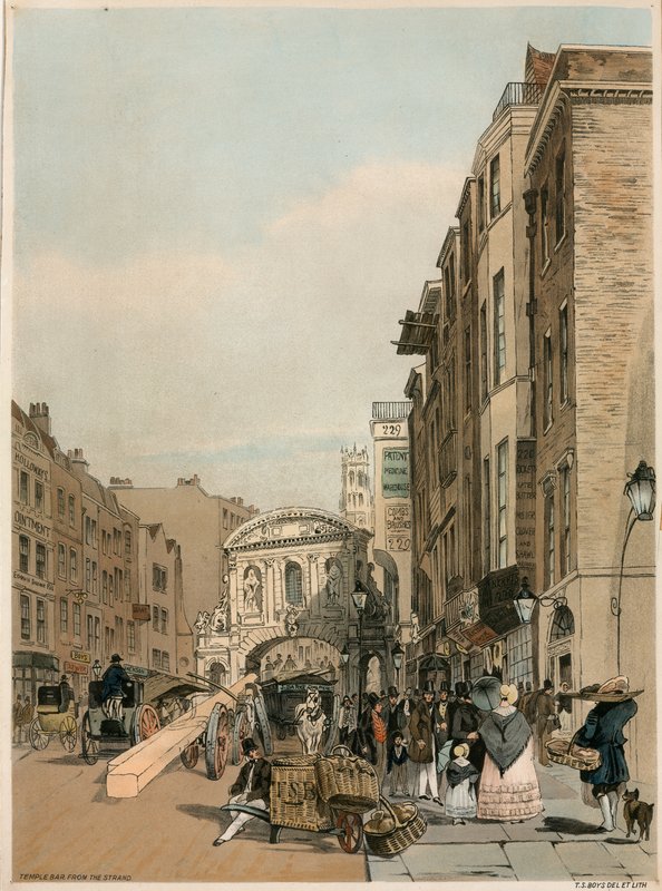 Temple Bar z The Strand, Londyn autorstwa Thomas Shotter Boys