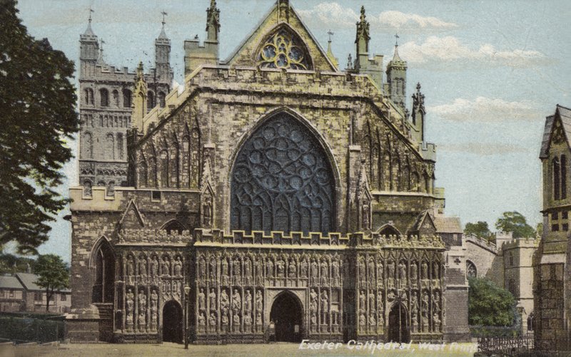 Katedra w Exeter, front zachodni (kolorowe zdjęcie) autorstwa Unbekannt