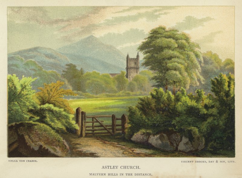 Astley Church, Malvern Hills w oddali autorstwa Unbekannt Unbekannt