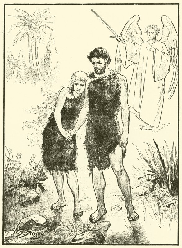 Adam i Ewa wypędzeni z ogrodu Eden autorstwa W.S. Stacey