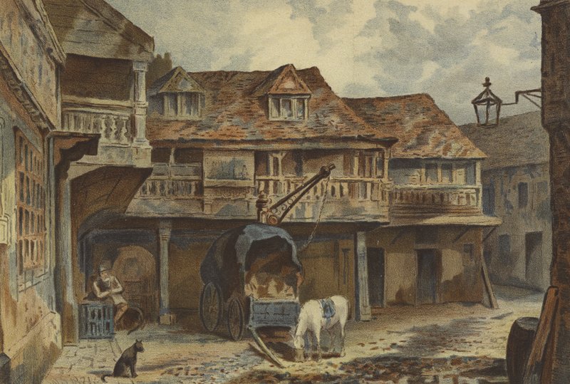 Zajazd Tabard, Southwark (chromolitho) autorstwa Waldo Sargeant