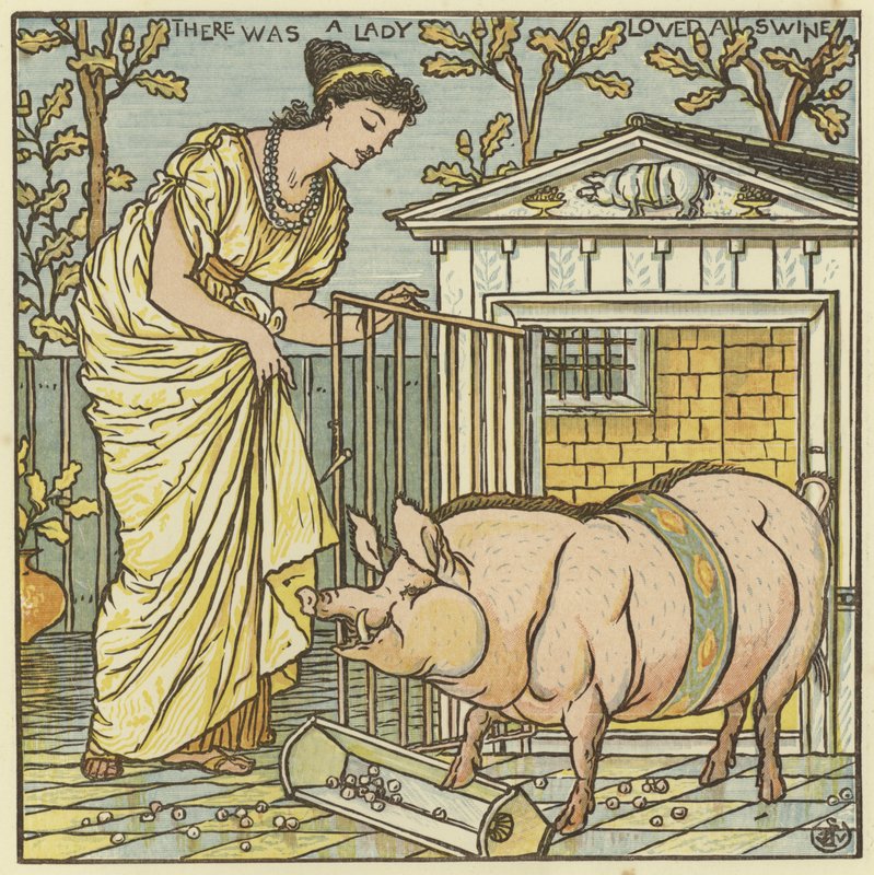 Była pani kochająca świnię autorstwa Walter Crane