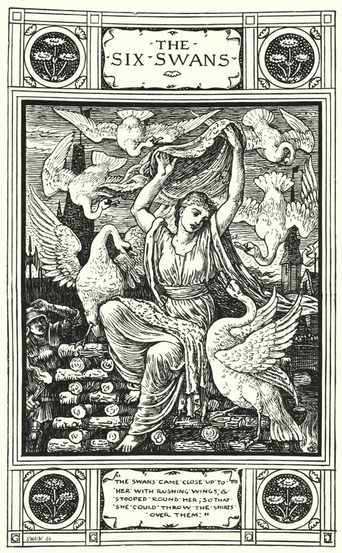 Sześć łabędzi (grawerowanie) autorstwa Walter (after) Crane