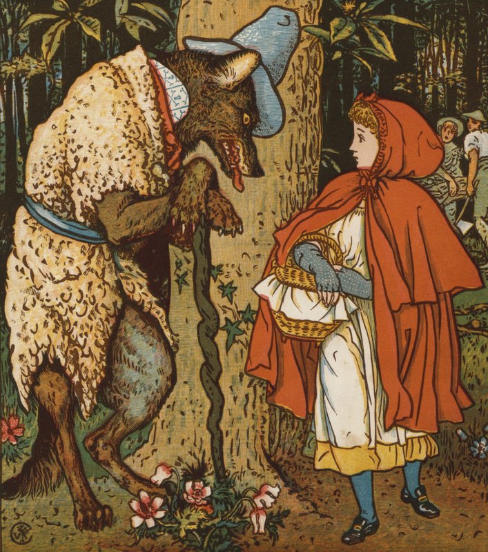 Czerwony Kapturek (kolor lito) autorstwa Walter Crane