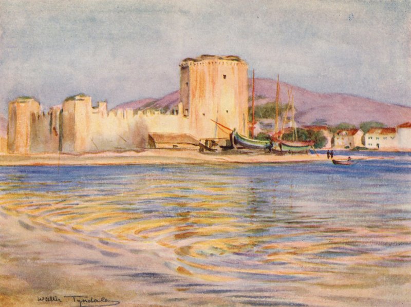 Castel Camerlengo, Trau (kolorowa litografia) autorstwa Walter Frederick Roofe Tyndale