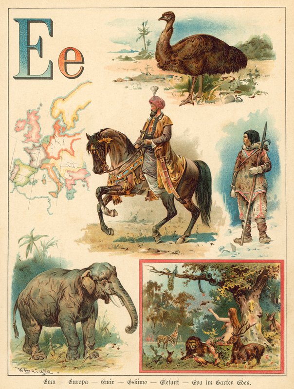 Litera E (chromolitho) autorstwa Walter Zweigle