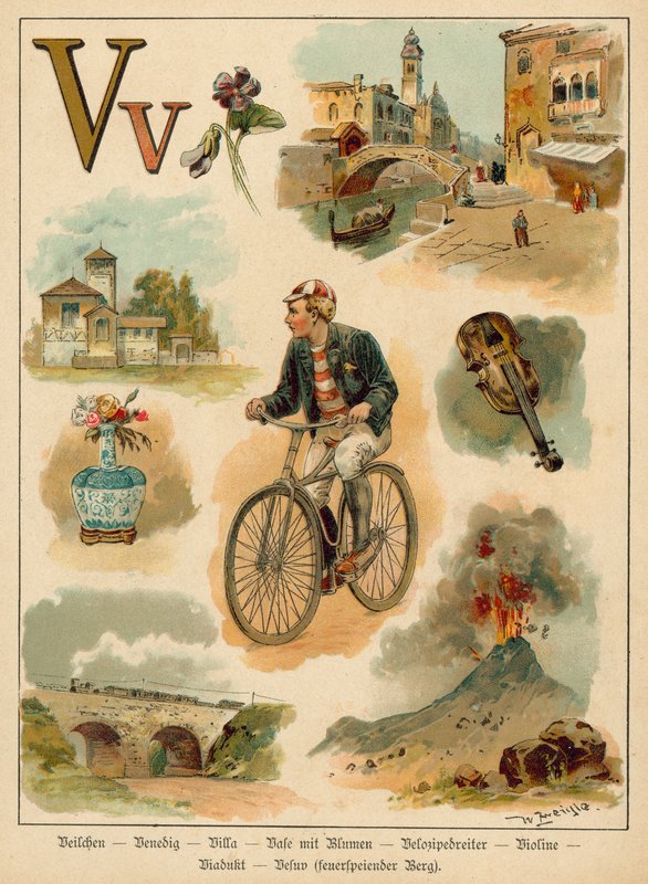 Litera V (chromolitho) autorstwa Walter Zweigle